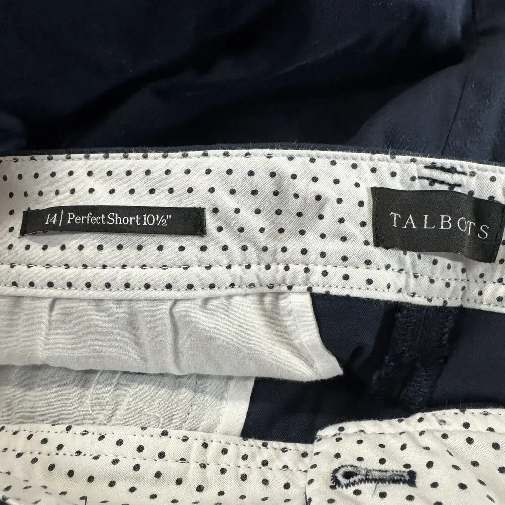 Talbots Womens Size 14 Perfect Chino Shorts 10 1/2” Inseam Navy Blue Walking NWT